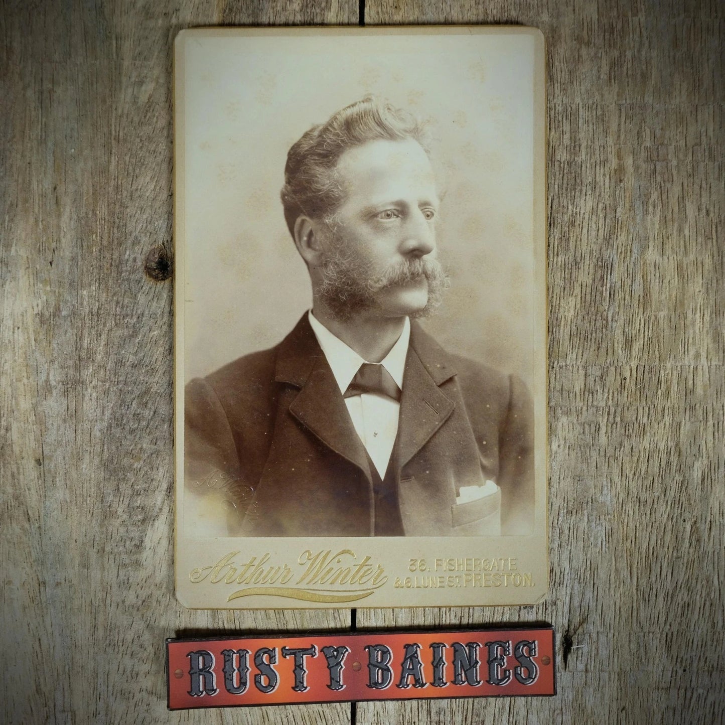 Cabinet Card Victorian Photo, Portrait of Man, Mutton Chops, A Winter Preston