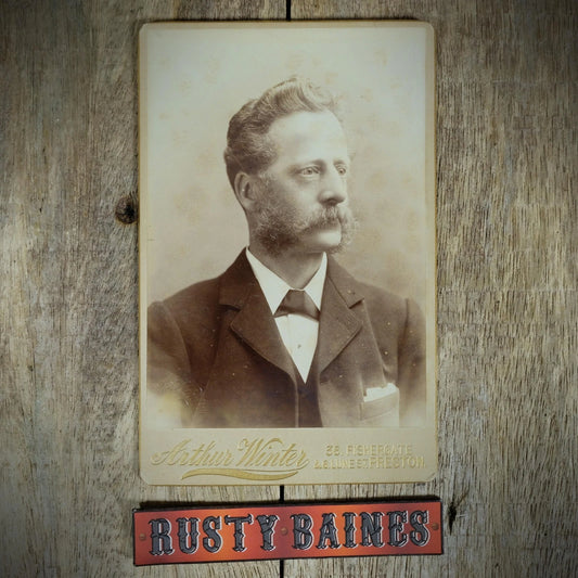 Cabinet Card Victorian Photo, Portrait of Man, Mutton Chops, A Winter Preston
