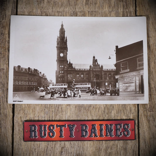 Postcard, Sheffield Town Hall, Real Photo/Printed Hybrid