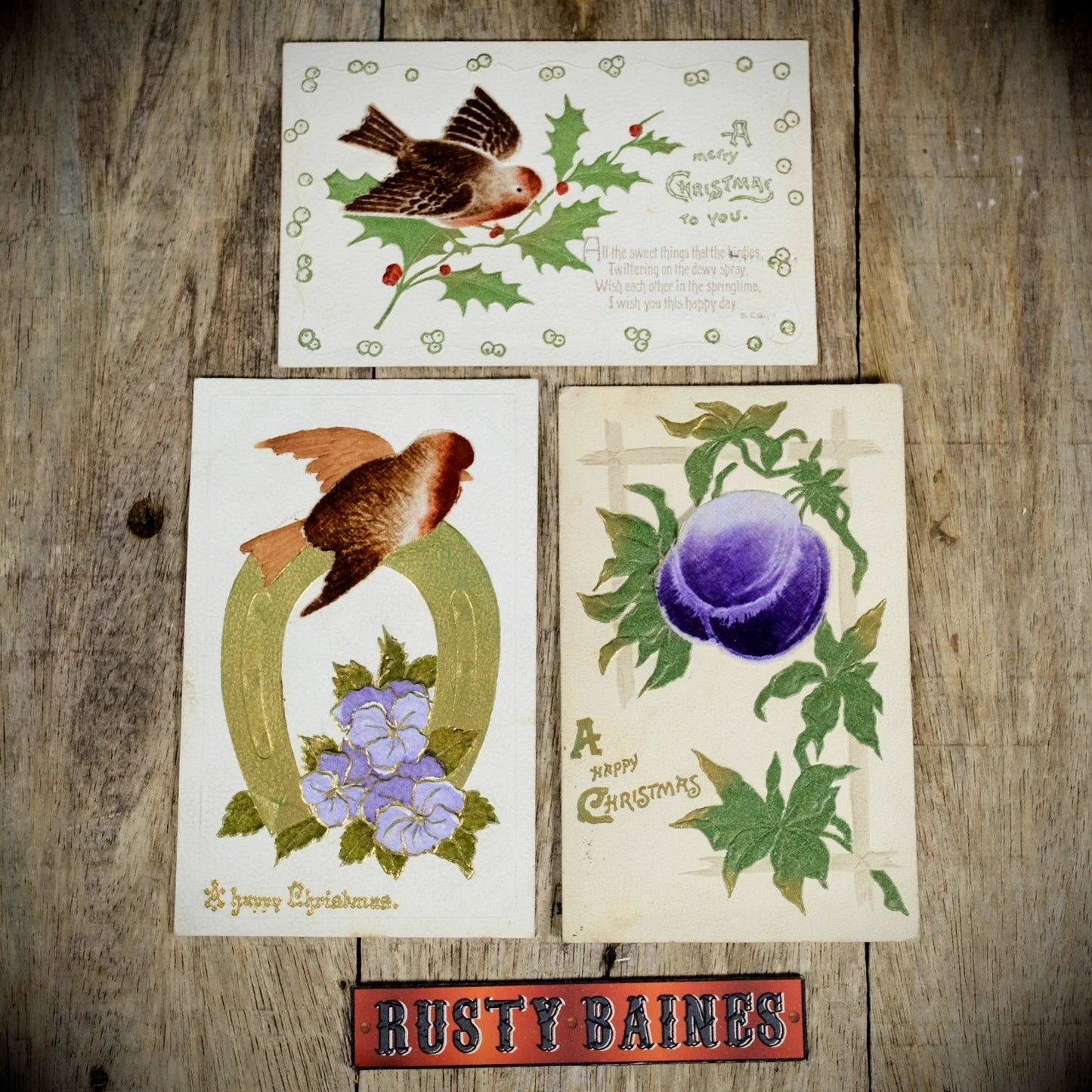 Bundle of Better Christmas Greetings Postcards, Applied Felt, Birds