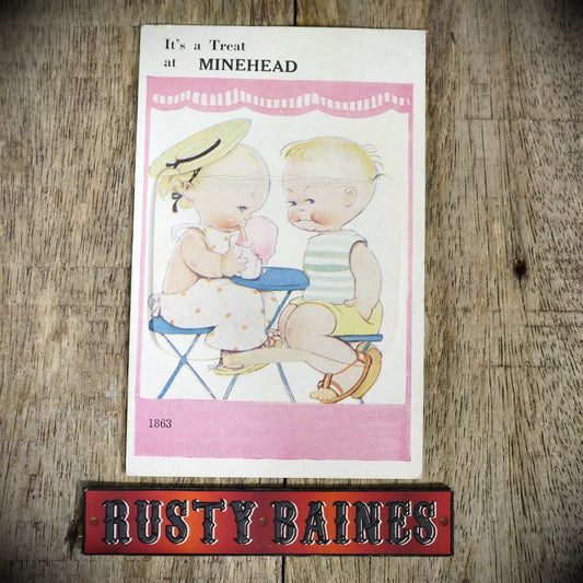 Postcard, Comic, Novelty Pull-Out, Treat at Minhead, Printed