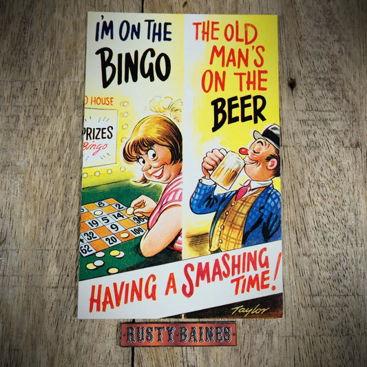 Postcard, Bamforth Comic, British Holiday Traditions, Beers & Bingo