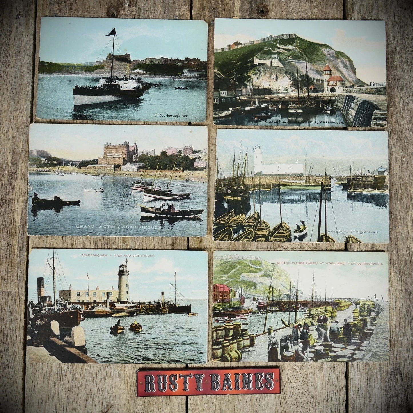 Postcards x6 Bundle, Scarborough Lighthouse/Harbour Printed