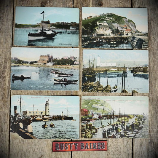 Postcards x6 Bundle, Scarborough Lighthouse/Harbour Printed