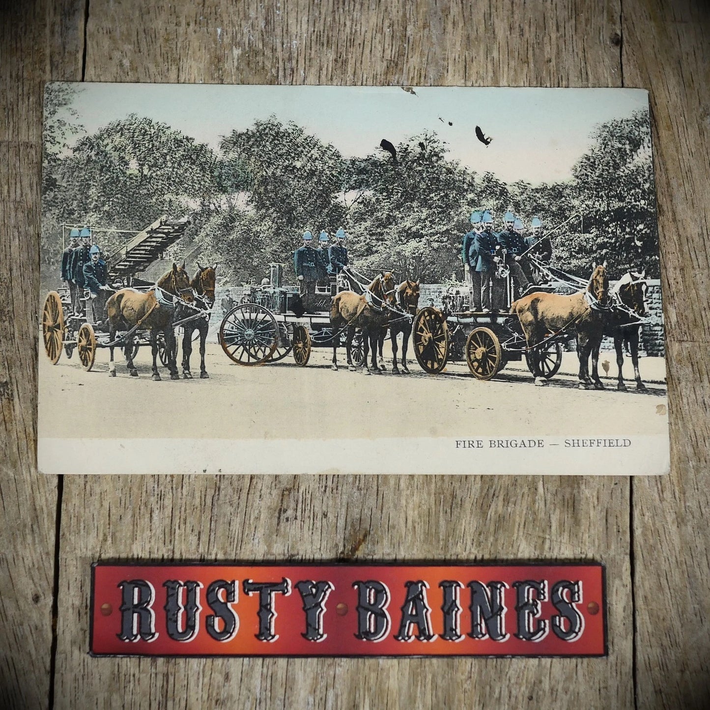 Postcard, Horse Drawn Sheffield Fire Brigade, Engines, Printed