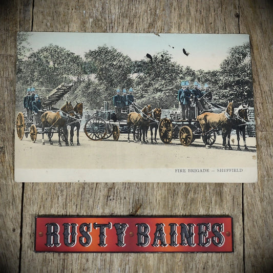 Postcard, Horse Drawn Sheffield Fire Brigade, Engines, Printed