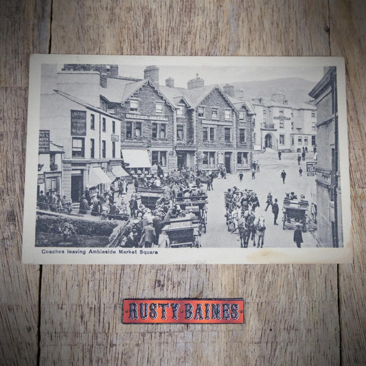 Postcard, Ambleside Market Square, Coach & Horses Tourists, Printed