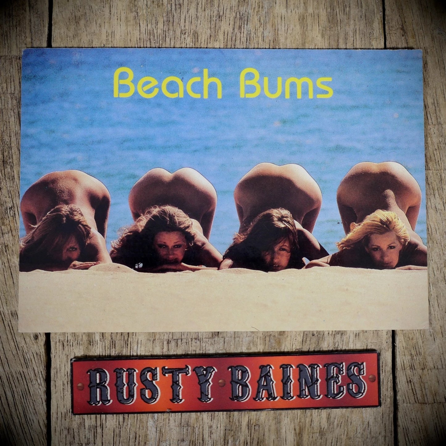 Postcard, 1980's Glamour Models Beach Bums, Golden Shield, Continental Size