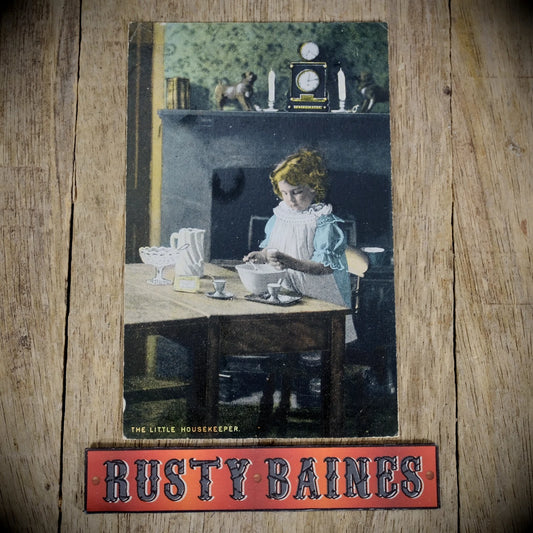 Postcard, Little Housekeeper, Girl Baking Cooking, Printed