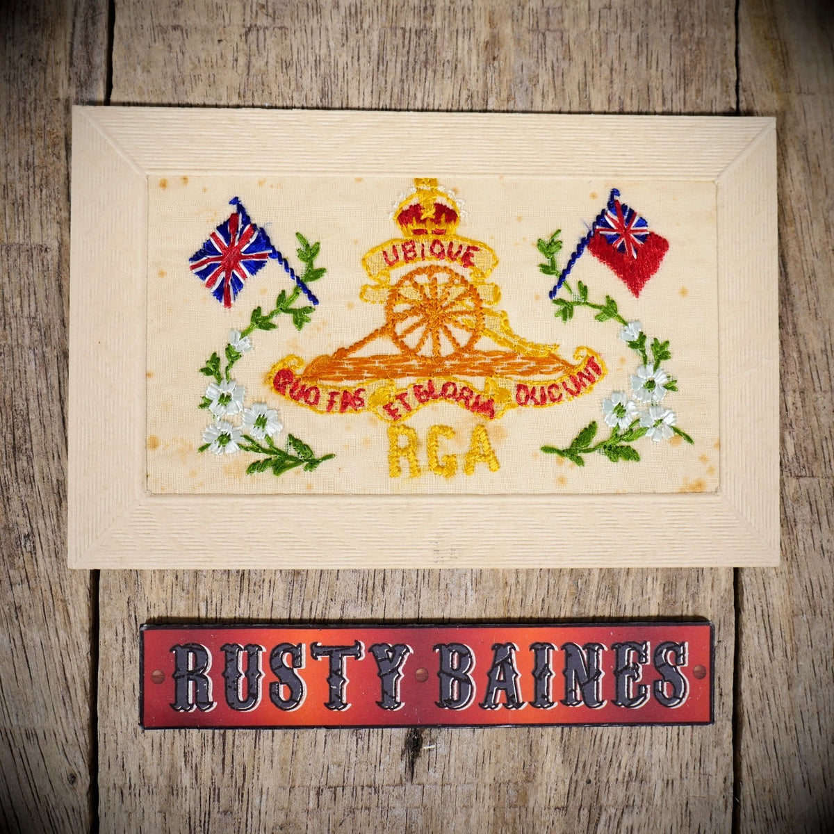 Postcard, WW1 Embroidered Silk, RGA Royal Garrison Artillery
