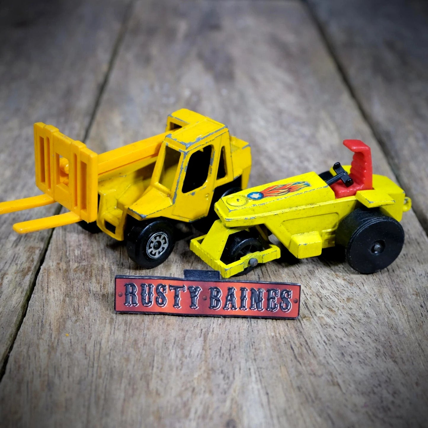Pair of Vintage Matchbox Superfast, Rod Roller, Sambron Jacklift, Playworn
