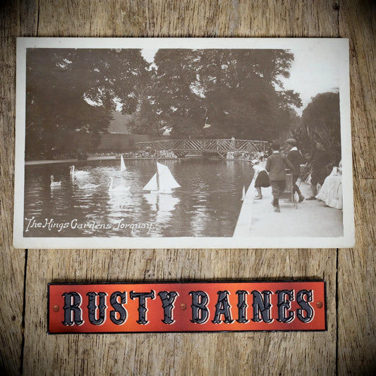 Postcard, The Kings Gardens Torquay, Toy Pond Yacht, Real Photo