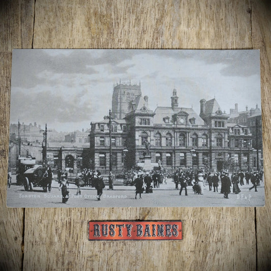 Postcard, Bradford Post Office, Forster Square, Tin Effect Printed