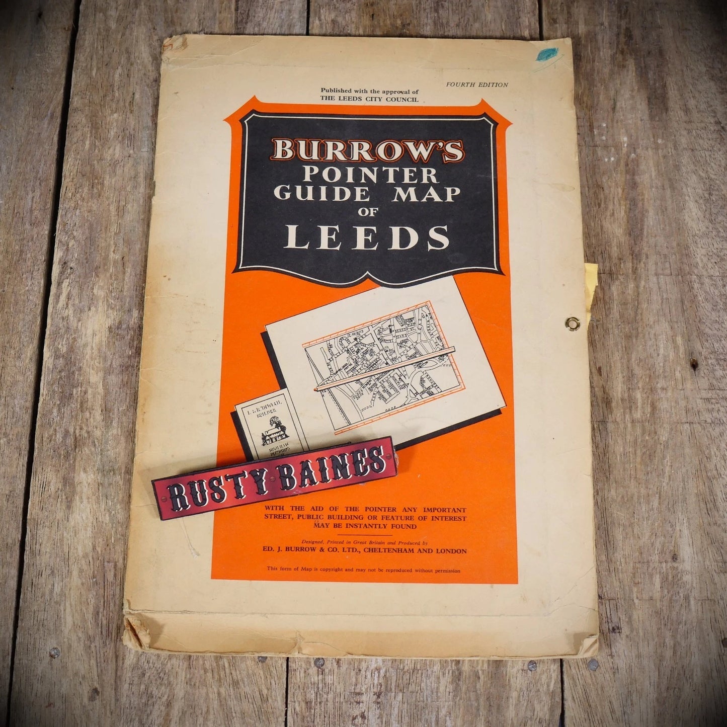 Burrow's Pointer Guide Map of Leeds, Vintage/Late 1960's
