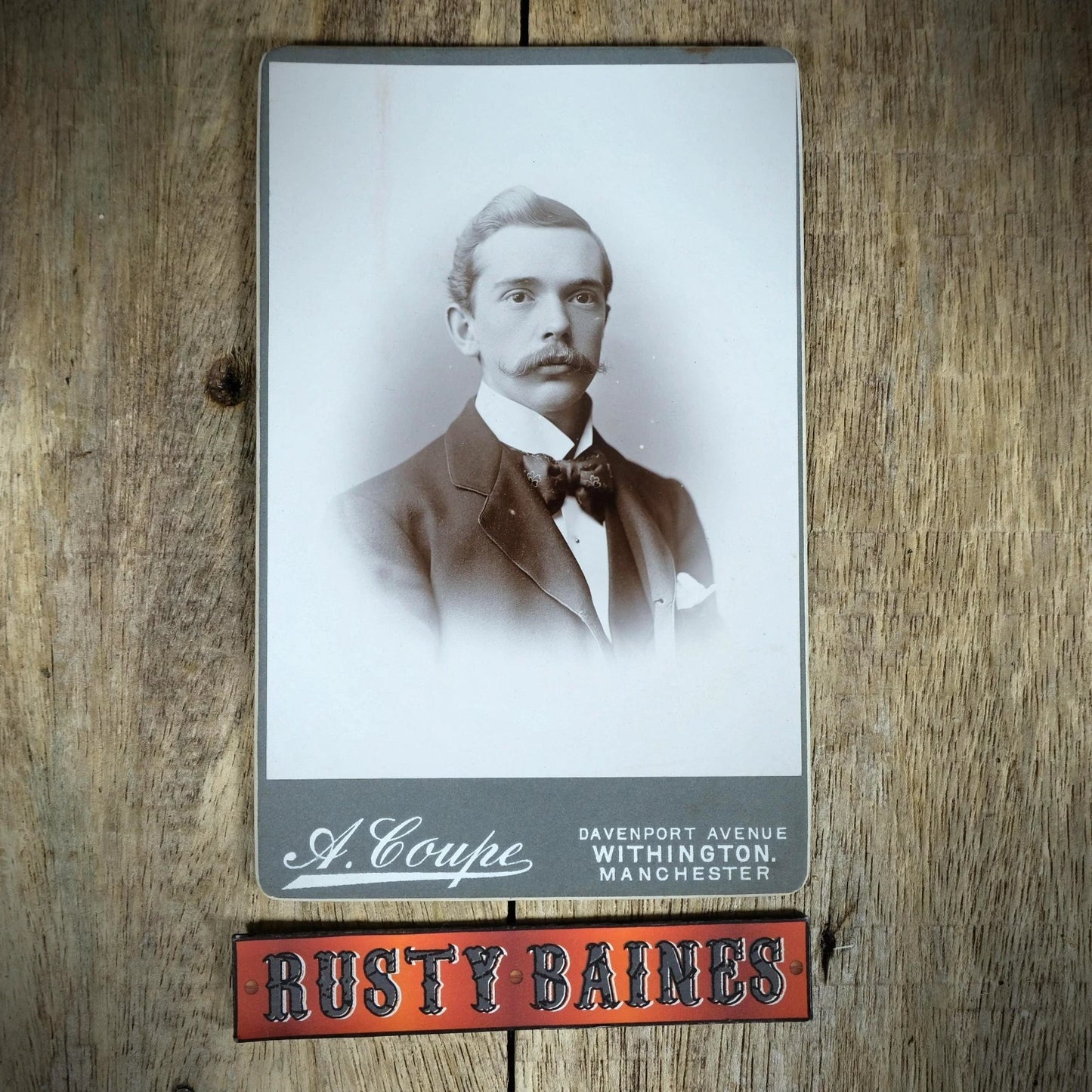 Cabinet Card Victorian Photo, Portrait of Man, Handlebar Moustache, Manchester
