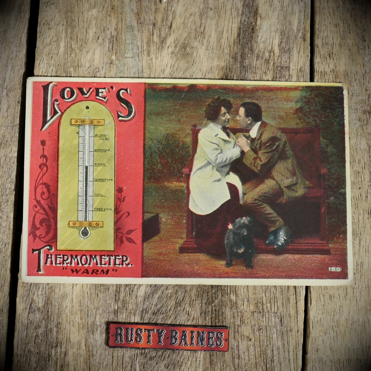Postcard, Greetings/Comic, Thermometer Love's Warm, Romance