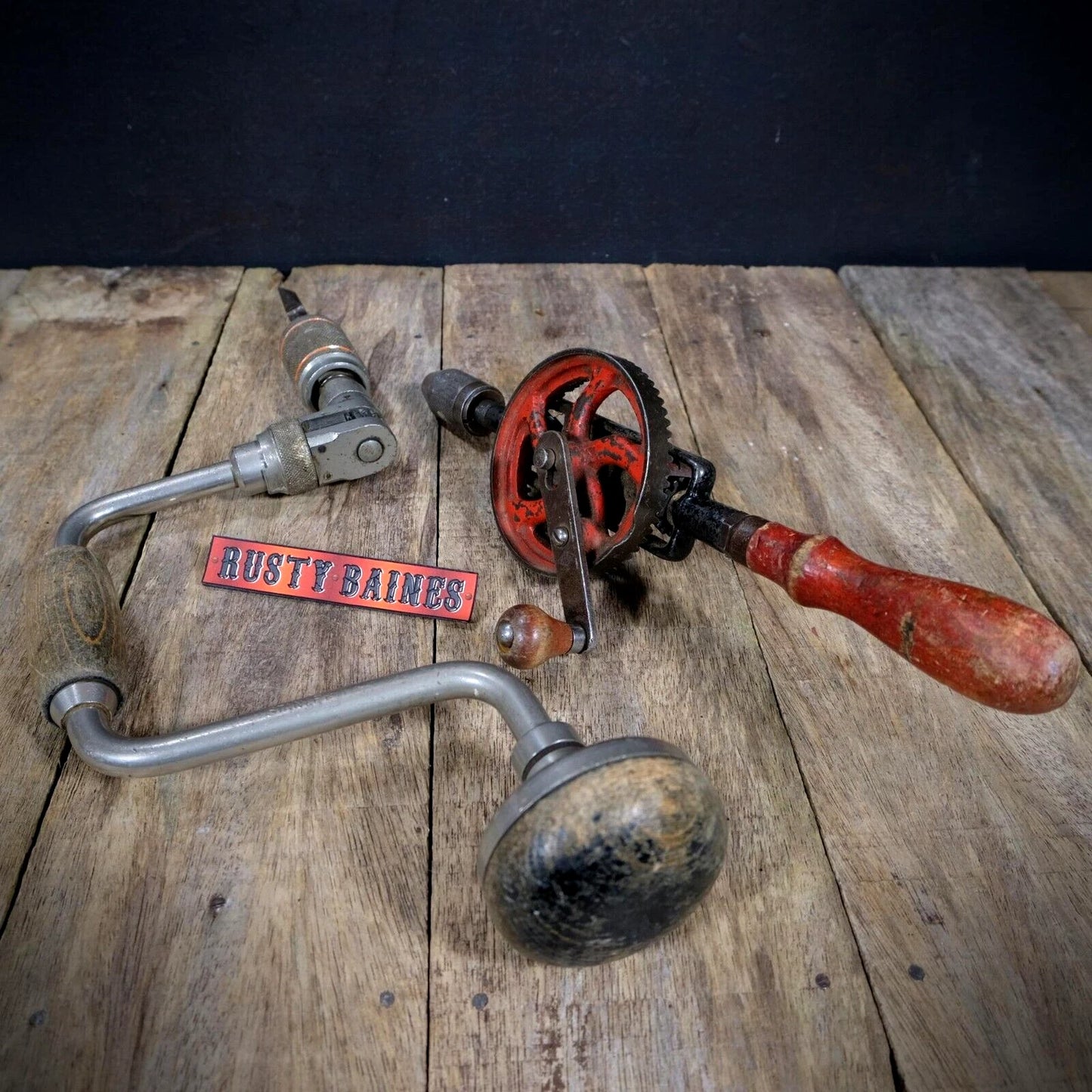 Pair of Vintage Hand/Brace Drills, Stanley Tools & Keen, Working