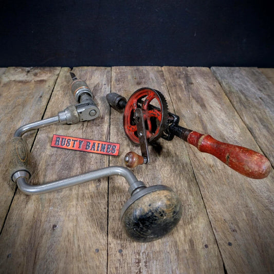 Pair of Vintage Hand/Brace Drills, Stanley Tools & Keen, Working
