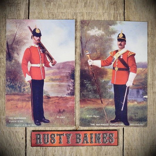 Postcard, The Sherwood Foresters, Drum Major/Private, Printed