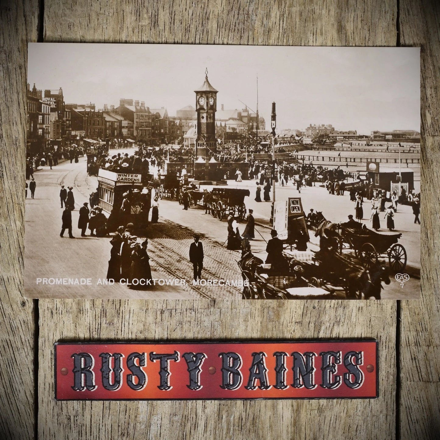 Postcard, Morecambe Promenade/Clocktower, Busy Early 1900s, Real Photo