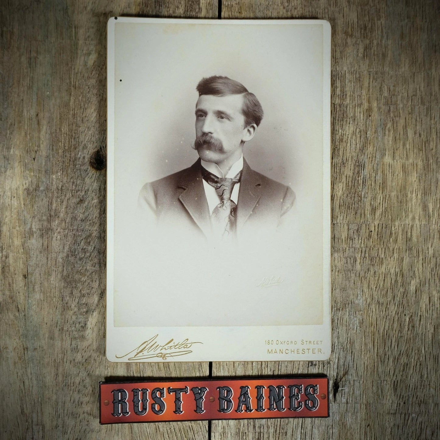 Cabinet Card Victorian Photo, Portrait of Man Hipster Moustache, Manchester