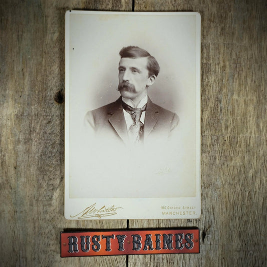 Cabinet Card Victorian Photo, Portrait of Man Hipster Moustache, Manchester
