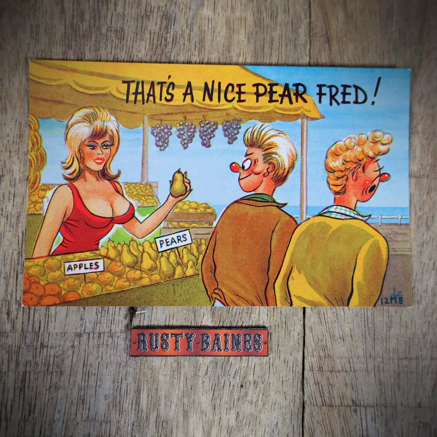 Vintage Postcard, Comic, Big Bust Blonde Market Trader Greengrocer