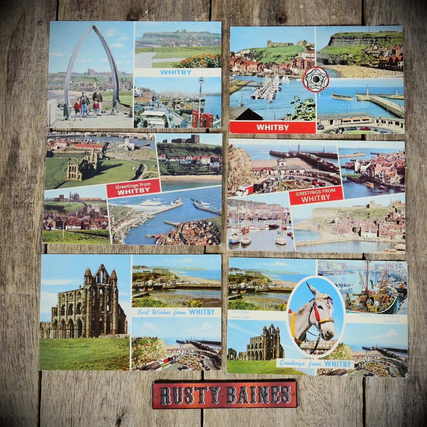 Postcards x6 Bundle, Whitby, Vintage/Retro Views, Printed