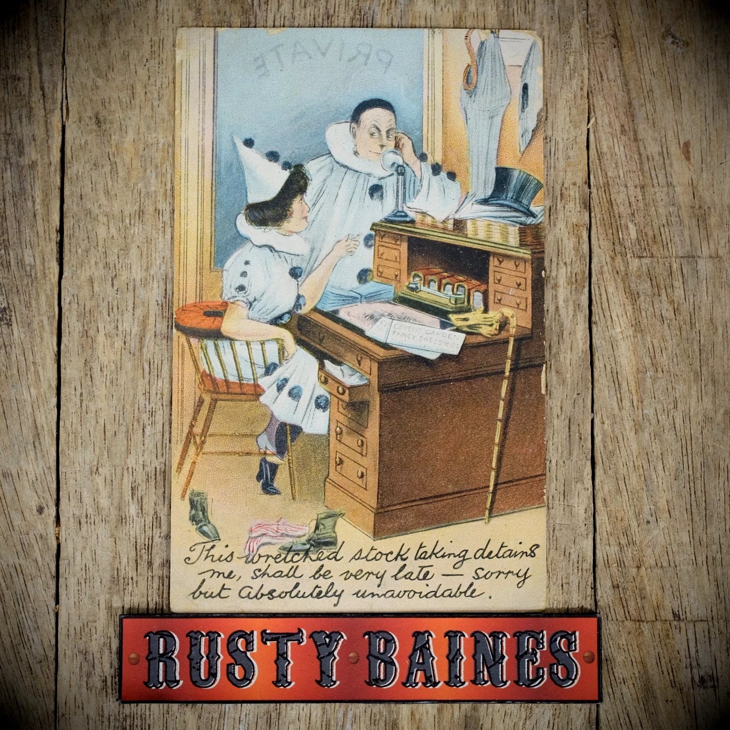 Postcard, Comic, Fancy Dress Shop Pierrot Romance Telephone