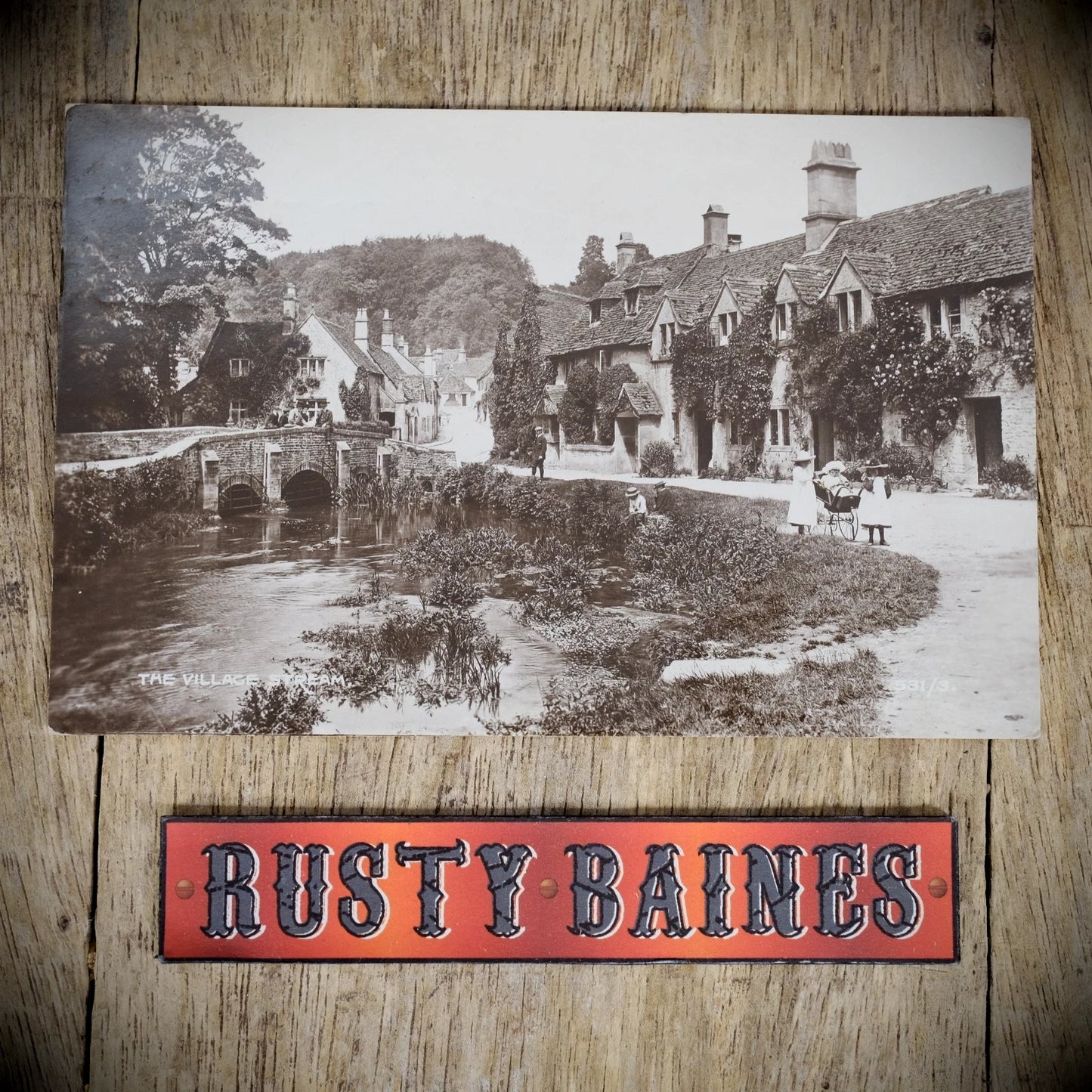 Postcard, Castle Combe Village Stream, 1926 Real Photo