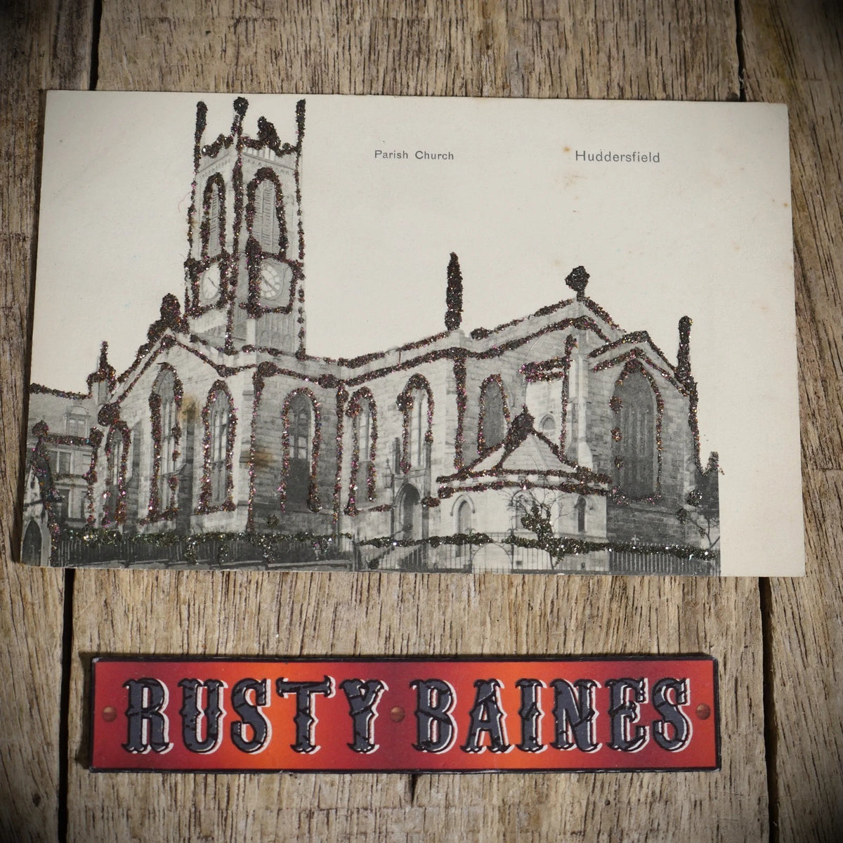 Postcard, Huddersfield Parish Church, Glitter Design, Printed