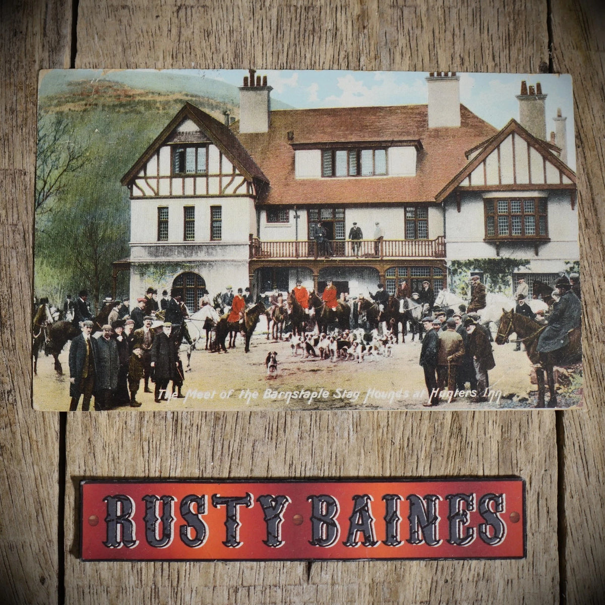 Postcard, Barnstaple Hunt Hunting Meet at Hunters 1906, Printed