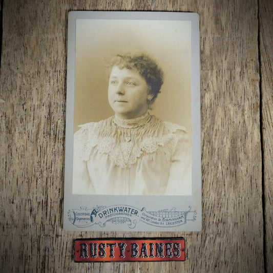 Carte de Visite (CDV) Portrait of Victorian Lady in Lace Blouse, Drinkwater Studio