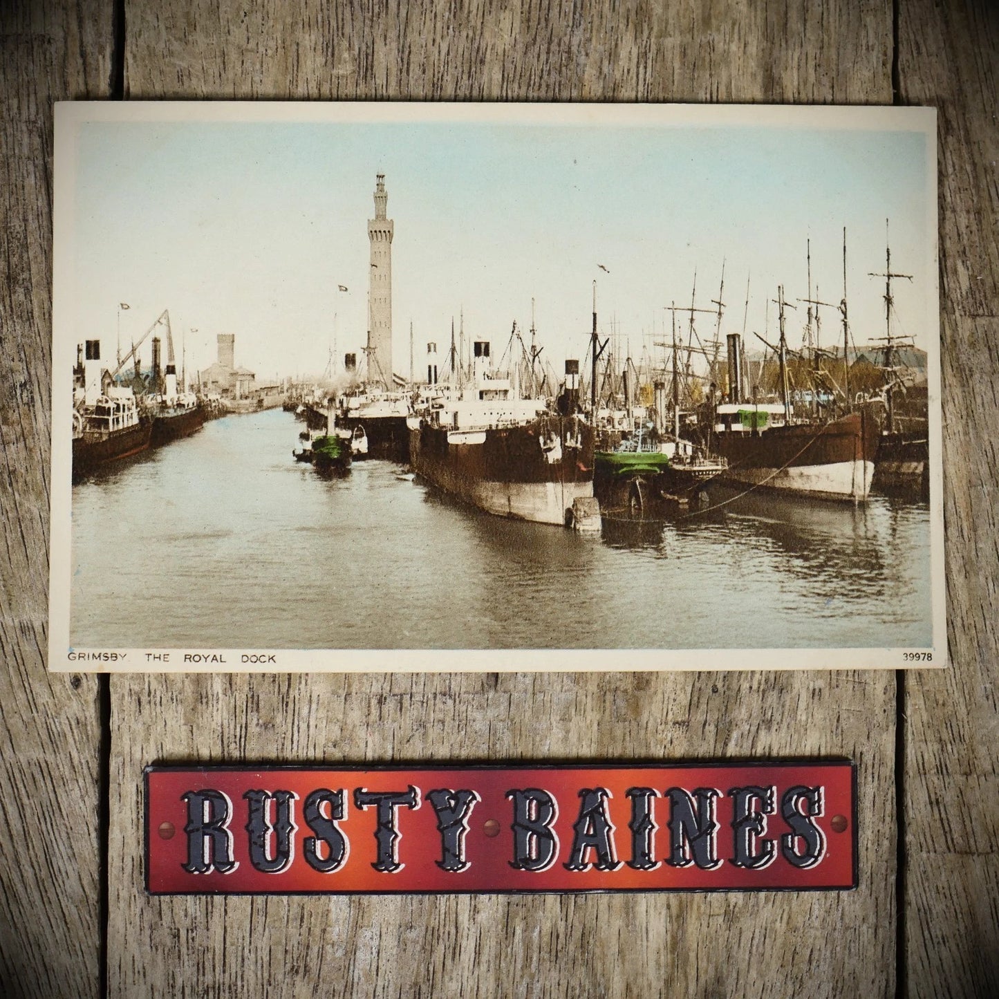 Postcard, Grimsby Royal Dock Fishing Trawlers, Colour Tinted Printed