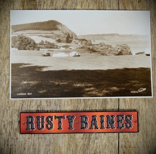 Postcard, Ladram Bay Nr Sidmoth Devon, Vintage Car Caravan, Real Photo