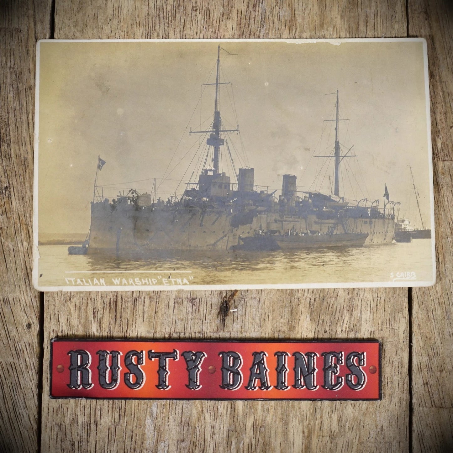 Postcard, Italian Warship Etna, WW1 Era Italy Navy, Real Photo