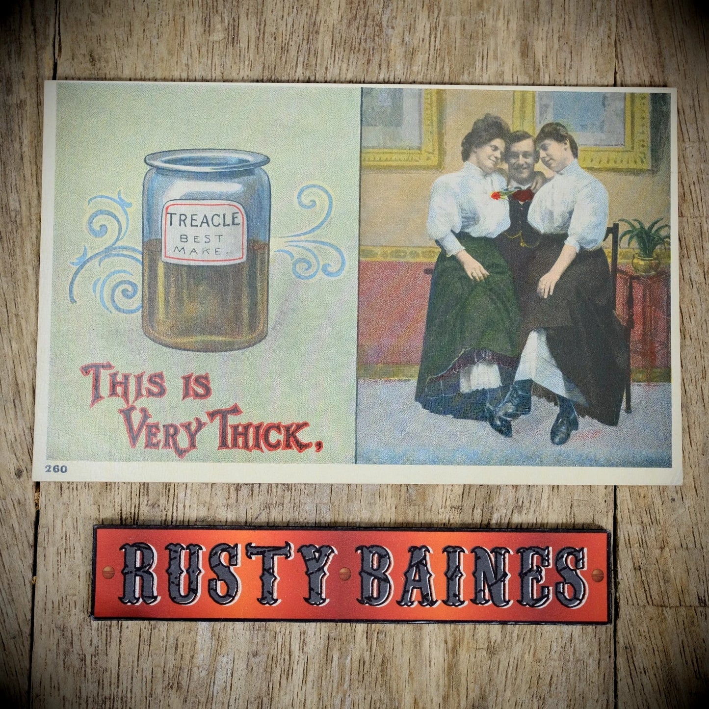 Postcard, HGL Comic, Man Flirting with Two Women, Thick Treacle