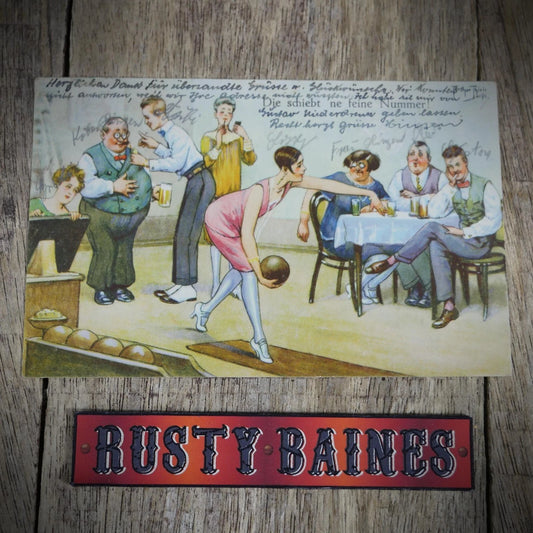 Postcard, Comic, A Thiele, Flapper Girl, Ten Pin Bowling