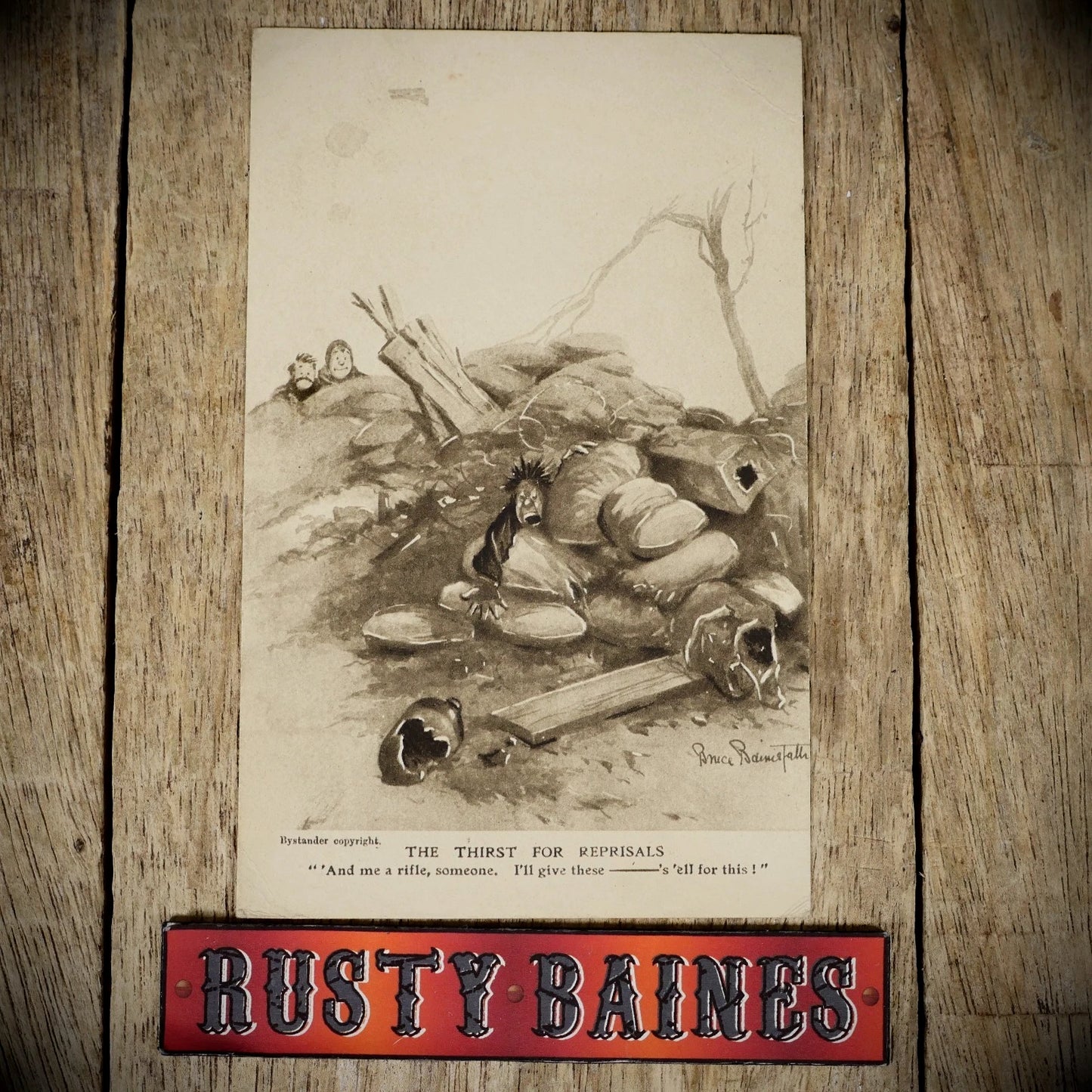 Postcard, WW1 Comic, Bruce Bairnsfather Thirst for Reprisals