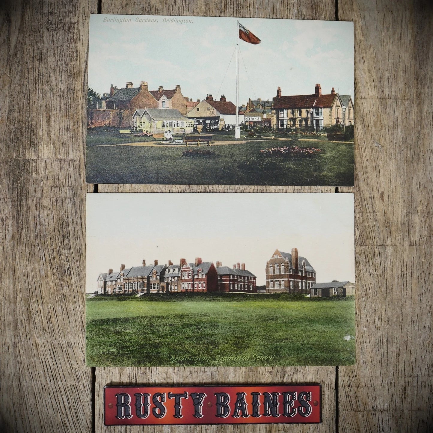 Bridlington Grammar School & Burlington Gardens Postcards x2