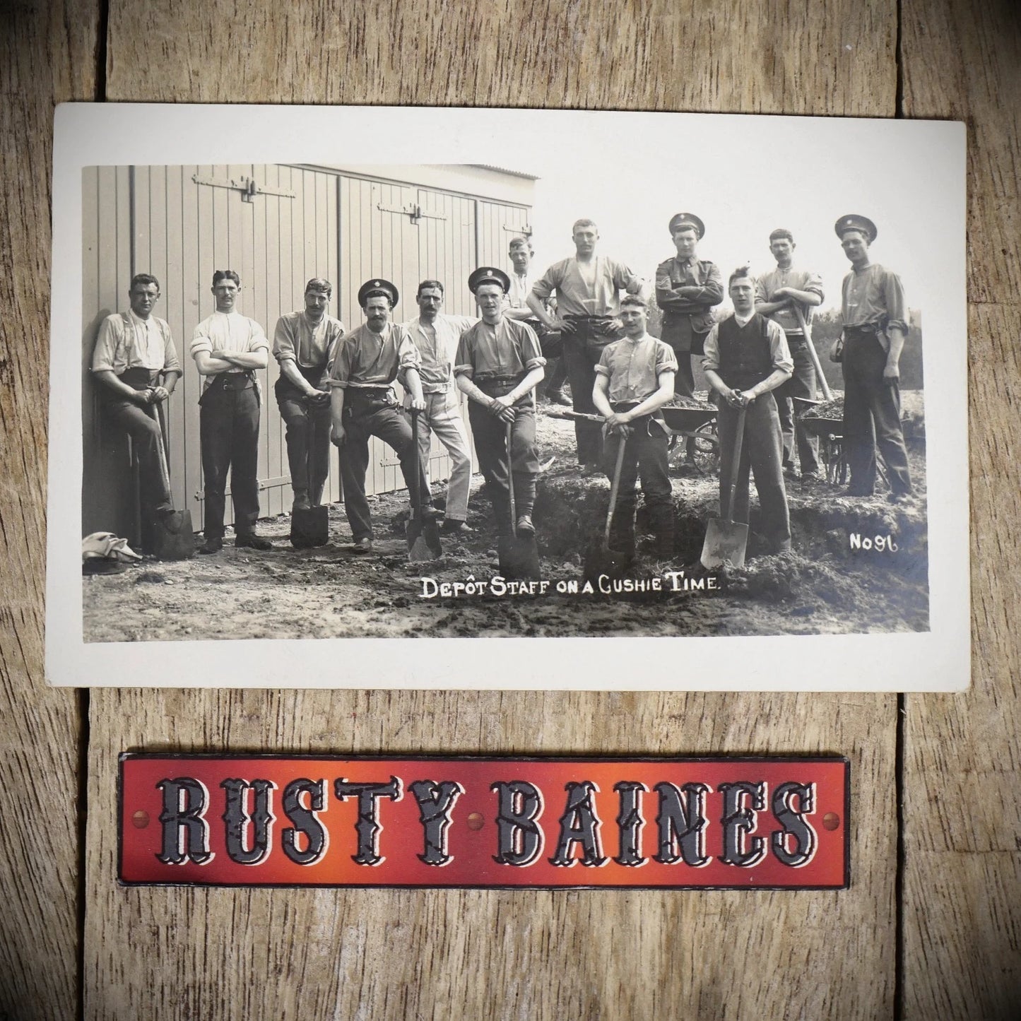 Postcard, Depot Staff Spades, Digging, F J S Military Series Real Photo
