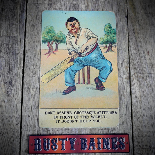 Postcard, Comic, Cricket Batsman Funny Grotesque Face