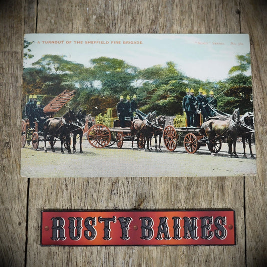 Postcard, Sheffield Fire Brigade, Horse Drawn, Edwardian, Printed