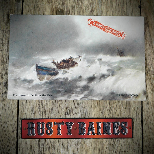 Postcard, Early 1900s Lifeboat Rescue, RNLI, Bridlington, Printed