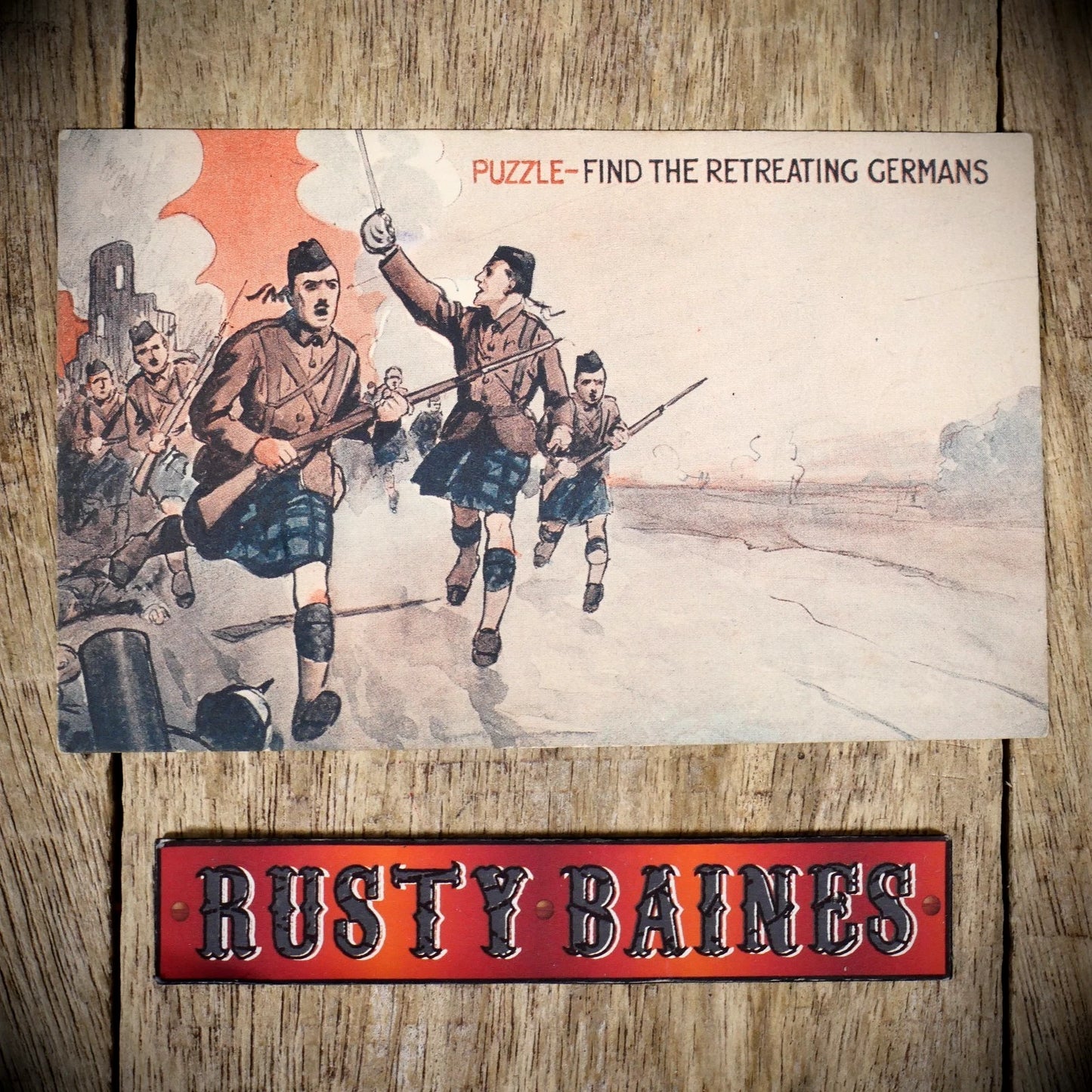 Postcard, Patriotic Ww1 Scottish Soldiers, Retreating Germans Puzzle