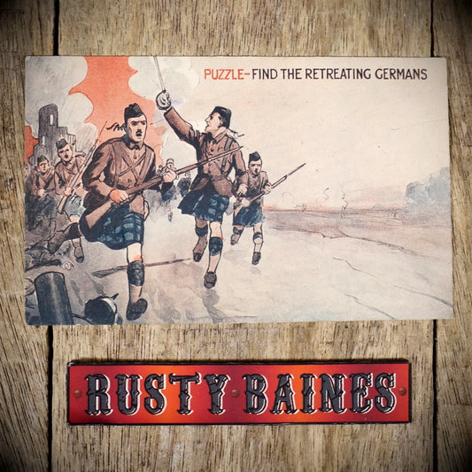 Postcard, Patriotic Ww1 Scottish Soldiers, Retreating Germans Puzzle
