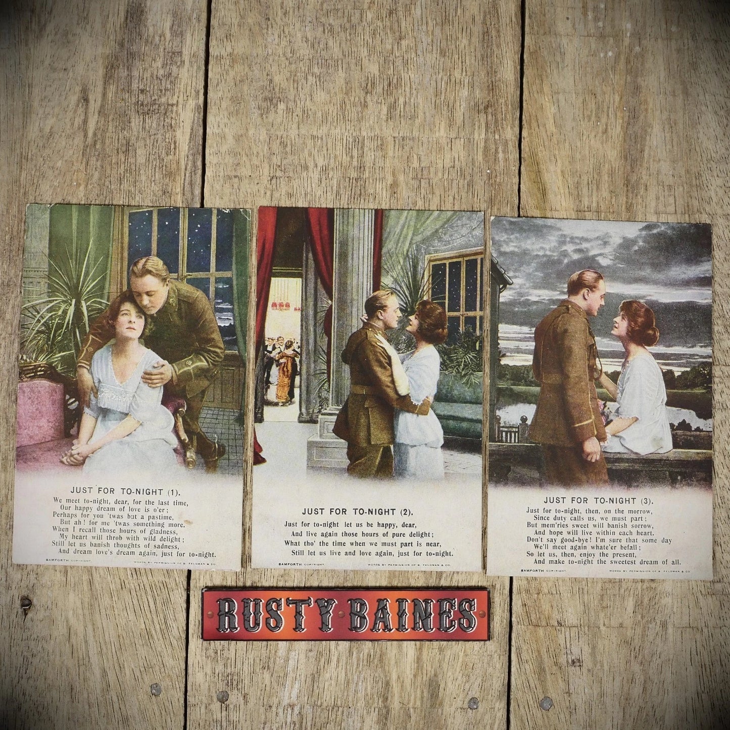 Postcard, Bamforth Song Card Set, Just for Tonight, Sweetheart Printed
