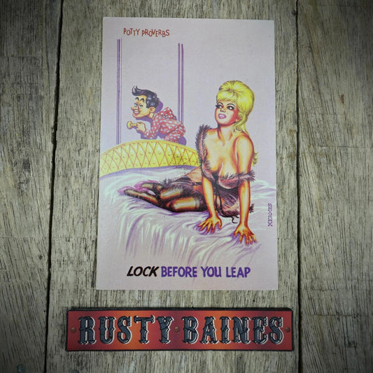 Postcard, Comic, Proverbs Lingerie Stockings Blonde Lady