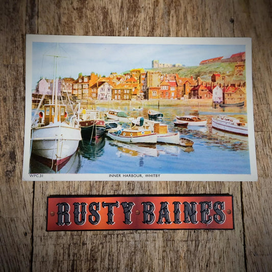 Postcard, Whitby Inner Harbour, Boats, Printed, 1963