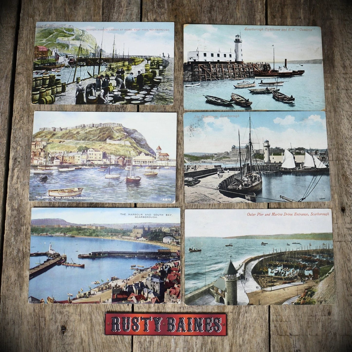 Scarborough Postcards, Collection of x6, Lighthouse/Harbour,